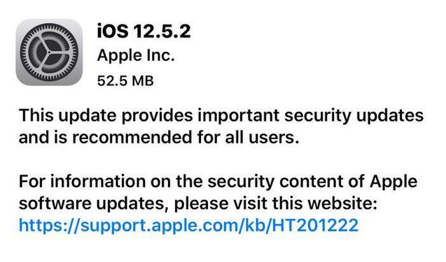 榆林苹果手机维修分享iOS12.5.2发布，建议所有老苹果用户安装 
